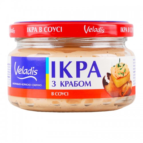 Икра мойвы в салатном соусе с кусочками краба, 160g